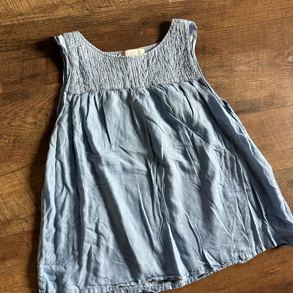 Women's LOFT Blue & White Smocked shirt M